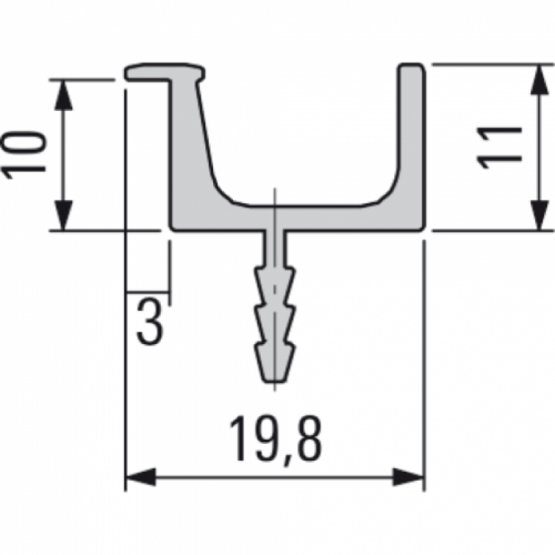 Verdeckte Griffleiste Typ L 04, E6/EV1, L: 2500 mm